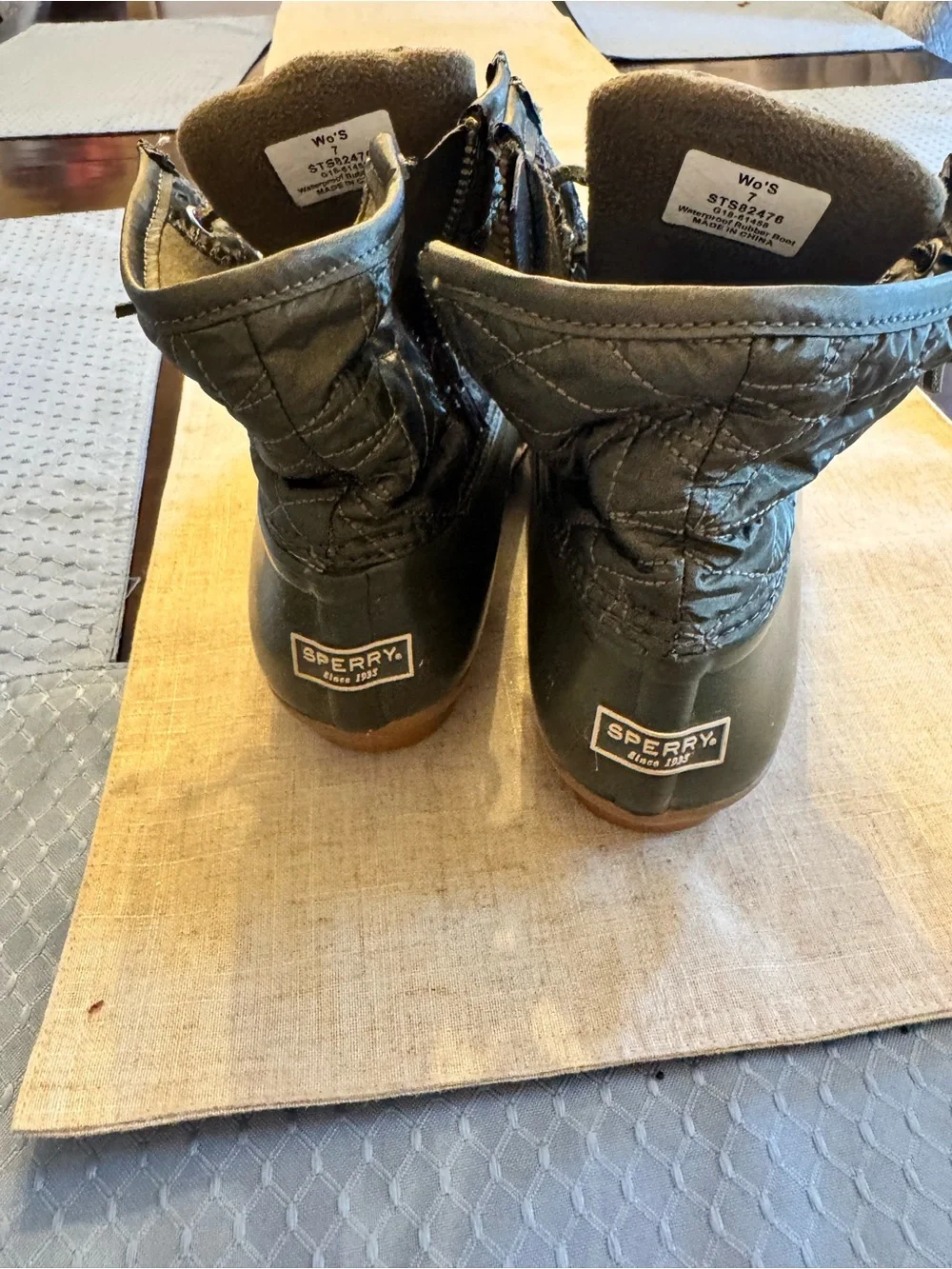 Sperry Olive Quilted Lace-Up Duck Boots
